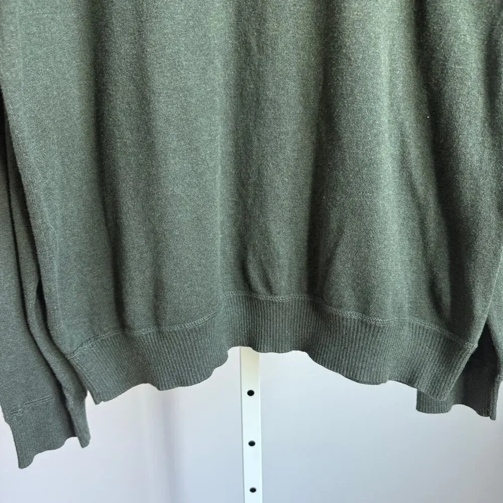 Sonoma Cotton Relaxed Academia Coastal Earth Colors V-Neck‎ Sweater XL Green